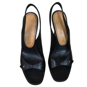Jil Sander Leather Slingback Heels - Black - 39.5